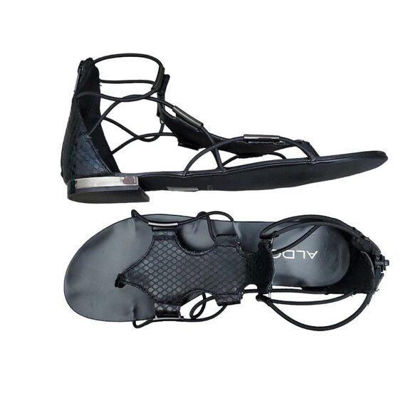 ❤️366 Aldo Zeanna Split Toe Casual Black Gladiator Sandal - Picture 6 of 14